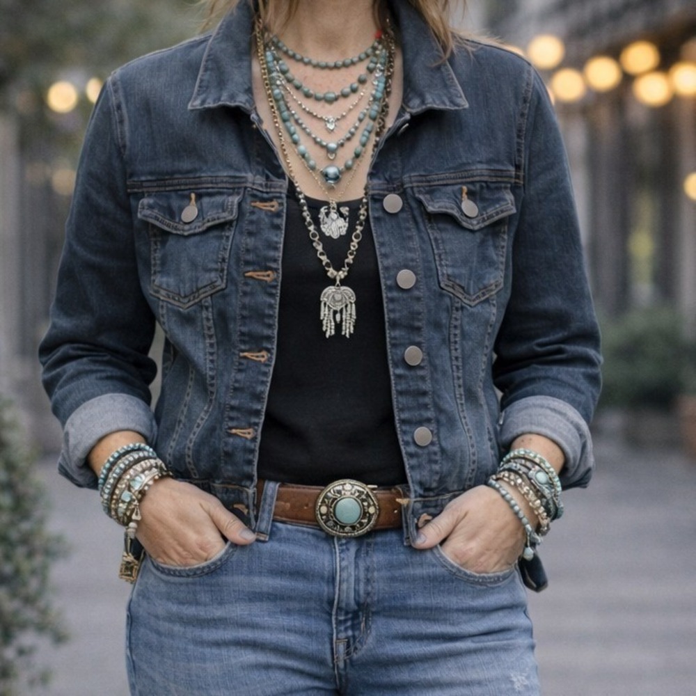 Kut Helena Denim jacket size S  womens blue classic button Long Sleeve